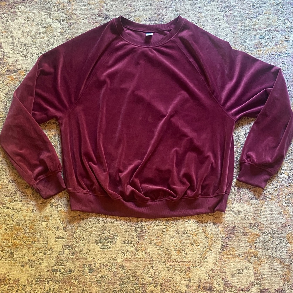 Women’s Maternity Velvet Crewneck Sweatshirt and matching wide leg pants-Purple